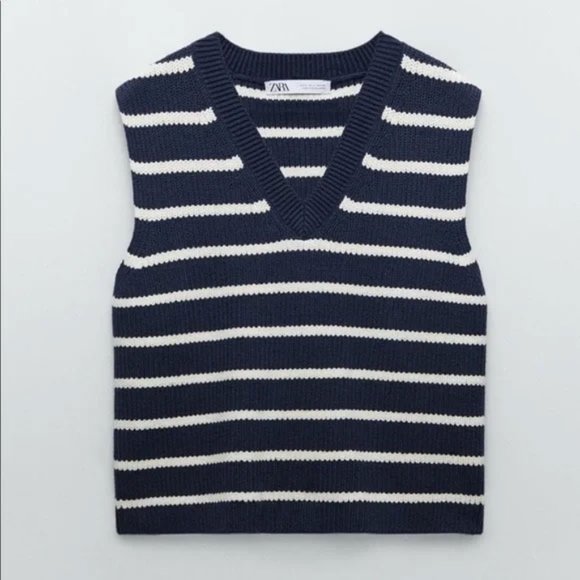 Zara Knit Striped Sweater Vest 